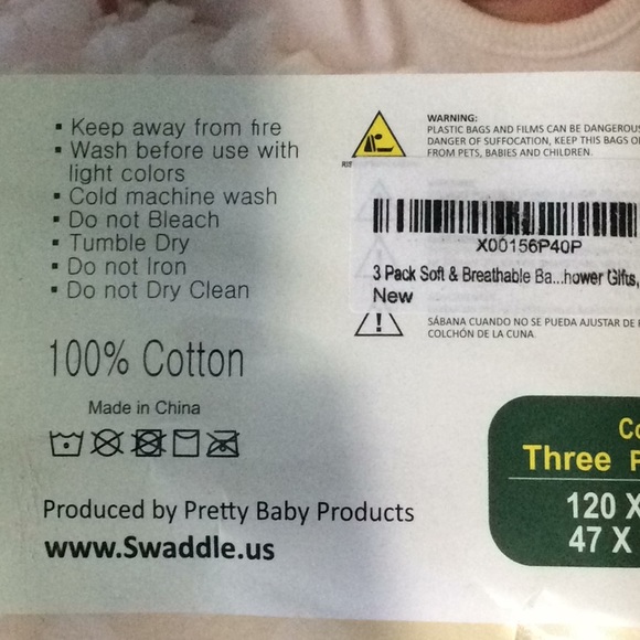 3 pack Pretty Baby swaddles. 47x47”. B64 - Picture 5 of 6
